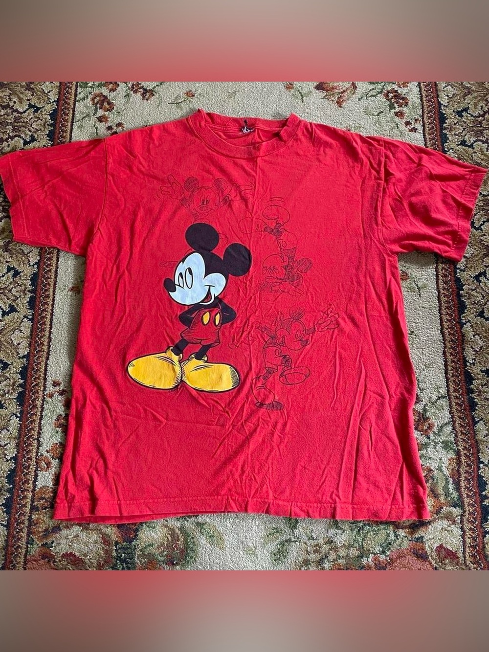 red mickey mouse graphic tee